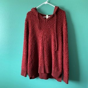 Women’s Sweater with Hood - Maroon- Size 2XL